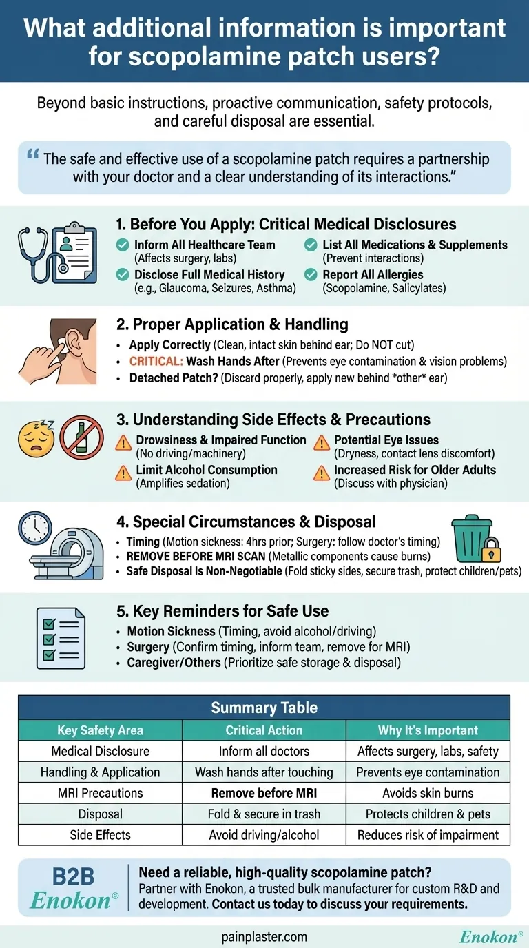 What additional information is important for scopolamine patch users? Essential Safety Tips Beyond the Basics Visual Guide