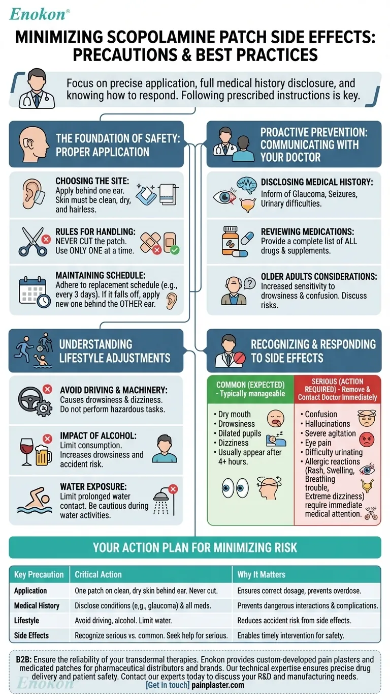 スコポラミンパッチの副作用を最小限に抑えるための注意点とは？最適な緩和のための安全な使用のヒント ビジュアルガイド