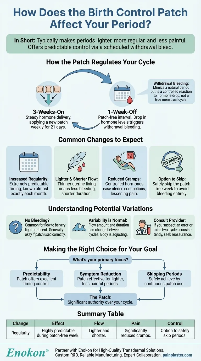 Como é que o adesivo contracetivo afecta os períodos menstruais?Regulação hormonal e controlo do ciclo Guia Visual