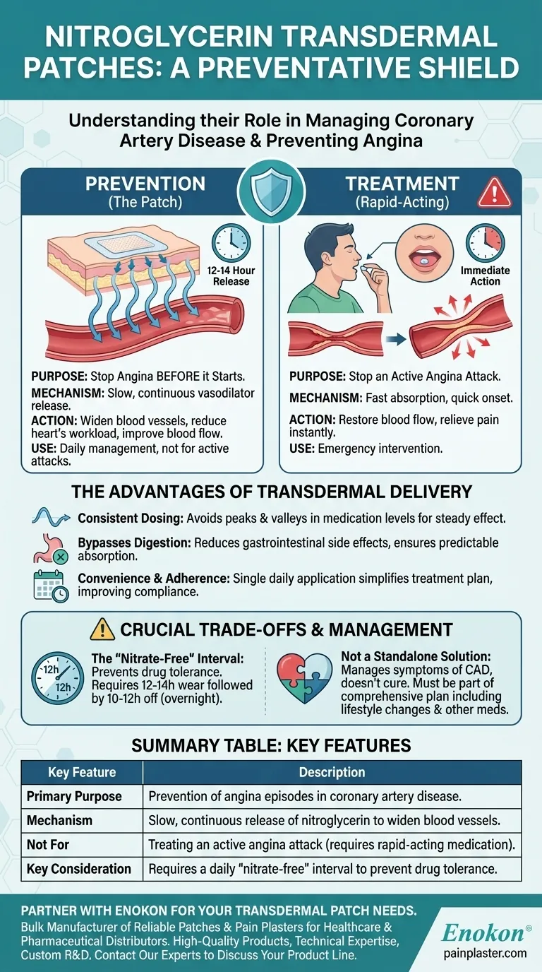 ニトログリセリン経皮パッチの目的は？慢性CADに対する確実な狭心症予防 ビジュアルガイド