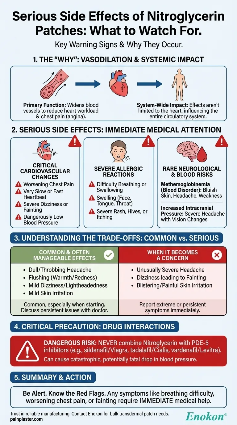 Quais são os efeitos secundários graves dos adesivos de nitroglicerina?Reconhecer os riscos para uma utilização segura Guia Visual