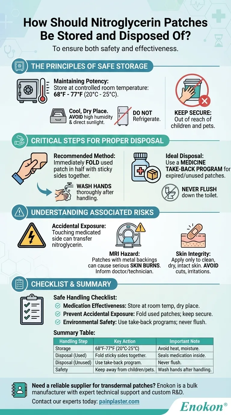 How should nitroglycerin patches be stored and disposed of? A Guide to Safe Handling Visual Guide