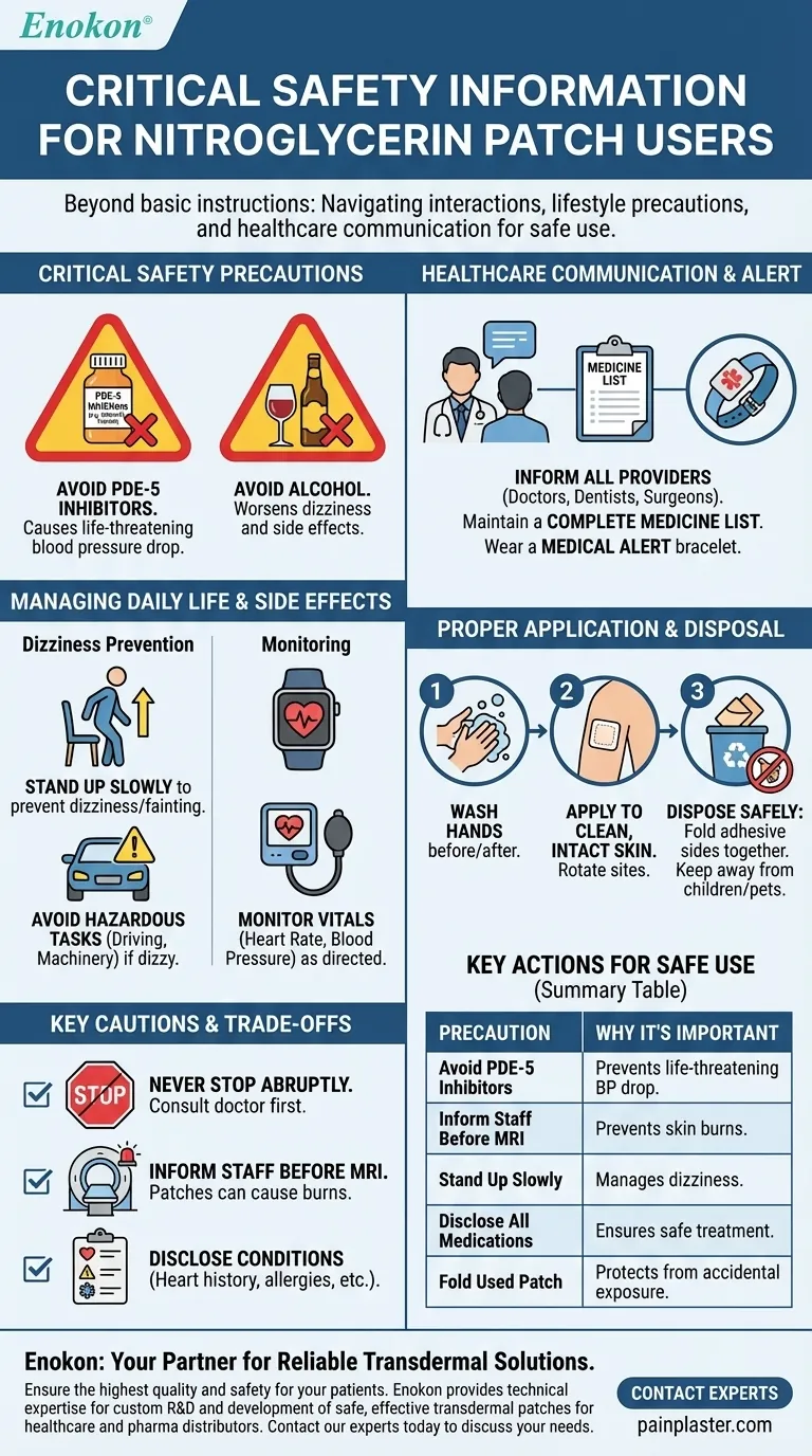ニトログリセリンパッチ使用者にとって重要な追加情報とは？主な安全性と使用上のヒント ビジュアルガイド