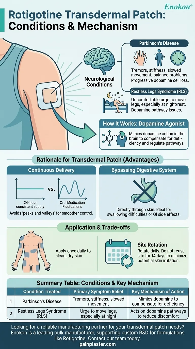 ロチゴチン経皮吸収パッチはどのような症状に処方されますか？パーキンソン病およびRLSに対する主な使用法 ビジュアルガイド