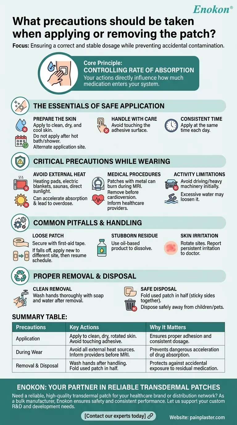 Que precauções devem ser tomadas ao aplicar ou remover o adesivo?Garantir uma utilização segura e eficaz Guia Visual
