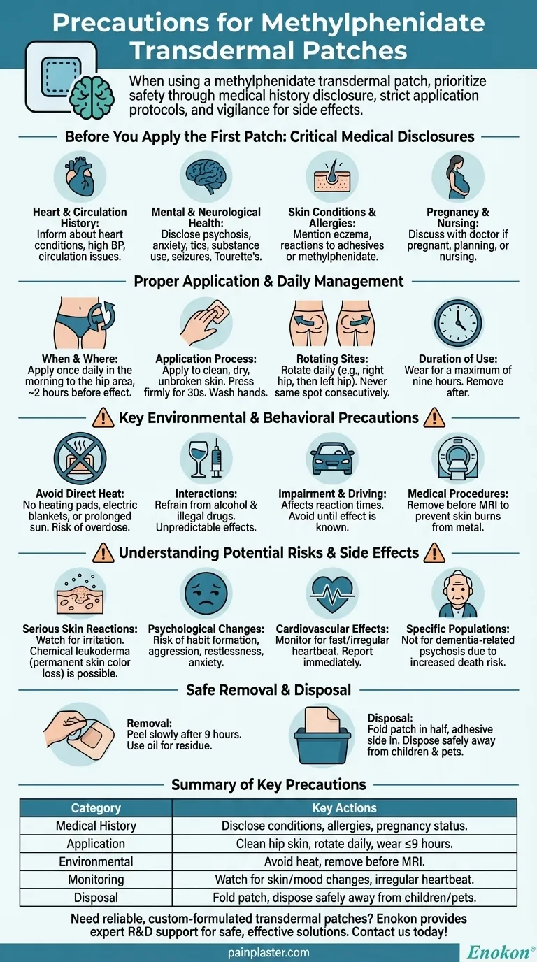 Que precauções devem ser tomadas quando se utilizam adesivos transdérmicos de metilfenidato?Guia de Segurança Essencial Guia Visual