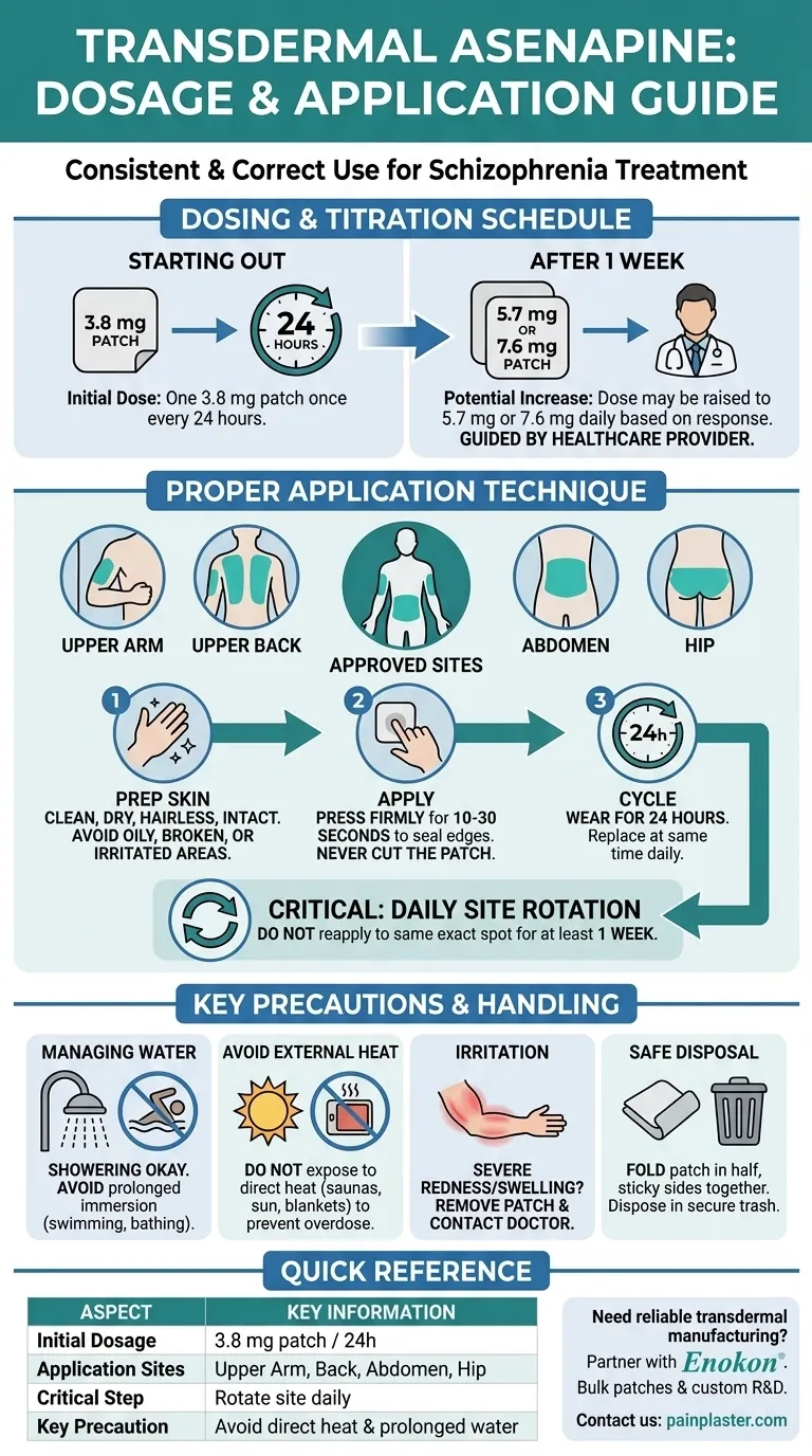 Quais são as instruções de dosagem e aplicação da asenapina transdérmica?Otimizar o tratamento da esquizofrenia Guia Visual