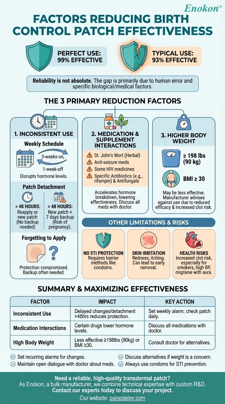Que factores podem reduzir a eficácia do adesivo contracetivo?Principais riscos e soluções Guia Visual