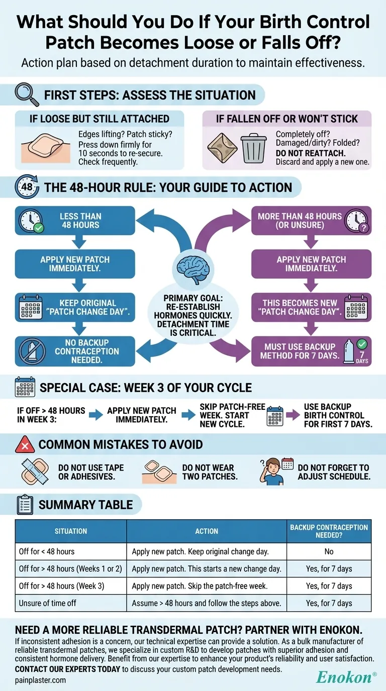 避妊用パッチがゆるくなったり、外れたりしたらどうすればいい？クイックフィックスと安全のヒント ビジュアルガイド