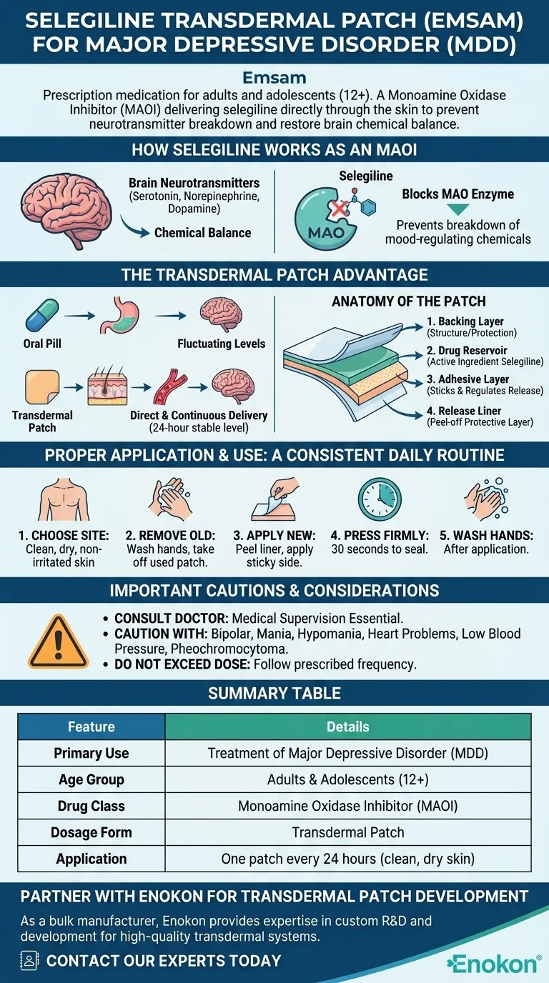 Wofür wird das transdermale Selegilin-Pflaster (Emsam) verwendet?Wichtigste Vorteile bei der Behandlung von Depressionen Visuelle Anleitung