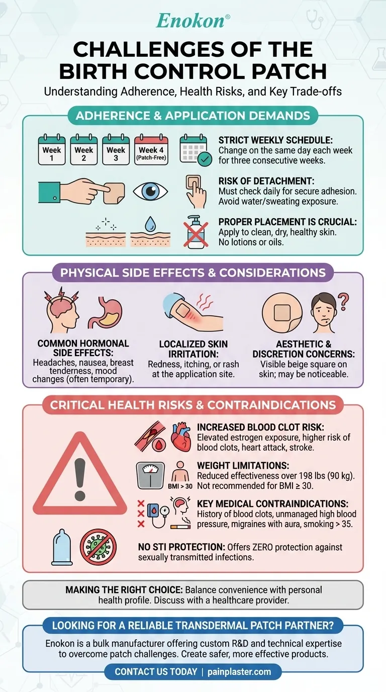 Quais são os desafios associados à utilização do adesivo contracetivo?Principais riscos e considerações Guia Visual