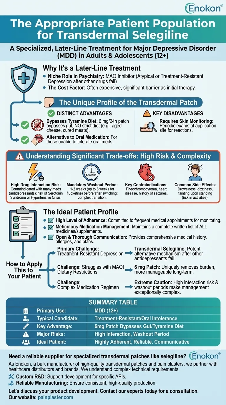Qual é a população de doentes adequada para a selegilina transdérmica?Informações importantes para um tratamento eficaz Guia Visual