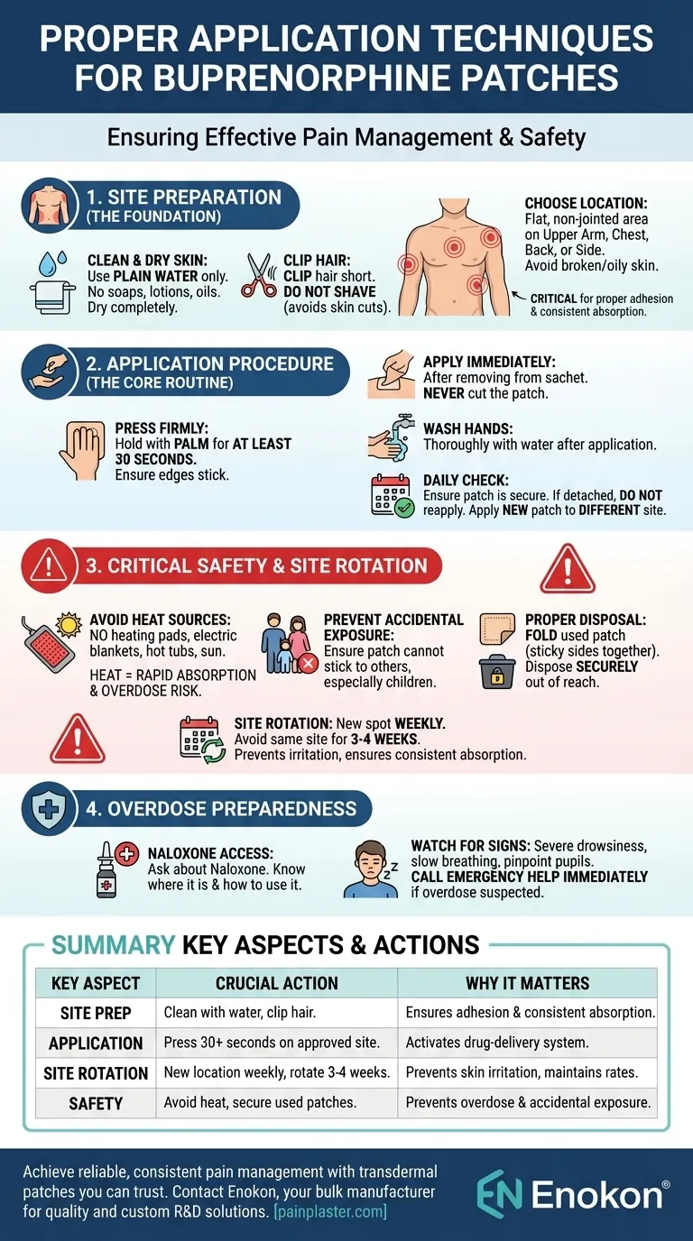 ブプレノルフィンパッチの正しい貼り方とは？安全で効果的な疼痛緩和のために ビジュアルガイド