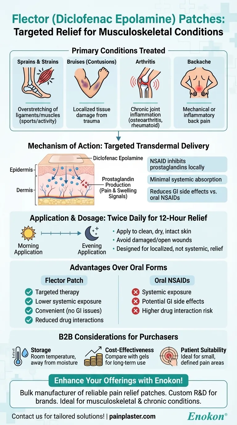 フレクター（ジクロフェナク・エポラミン）パッチはどのような症状によく使用されますか？筋骨格系損傷に対する標的疼痛緩和 ビジュアルガイド