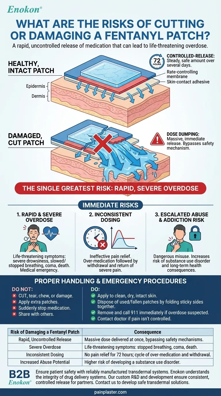 切割或损坏芬太尼贴片有什么风险？避免过量使用和接触芬太尼而危及生命 图解指南