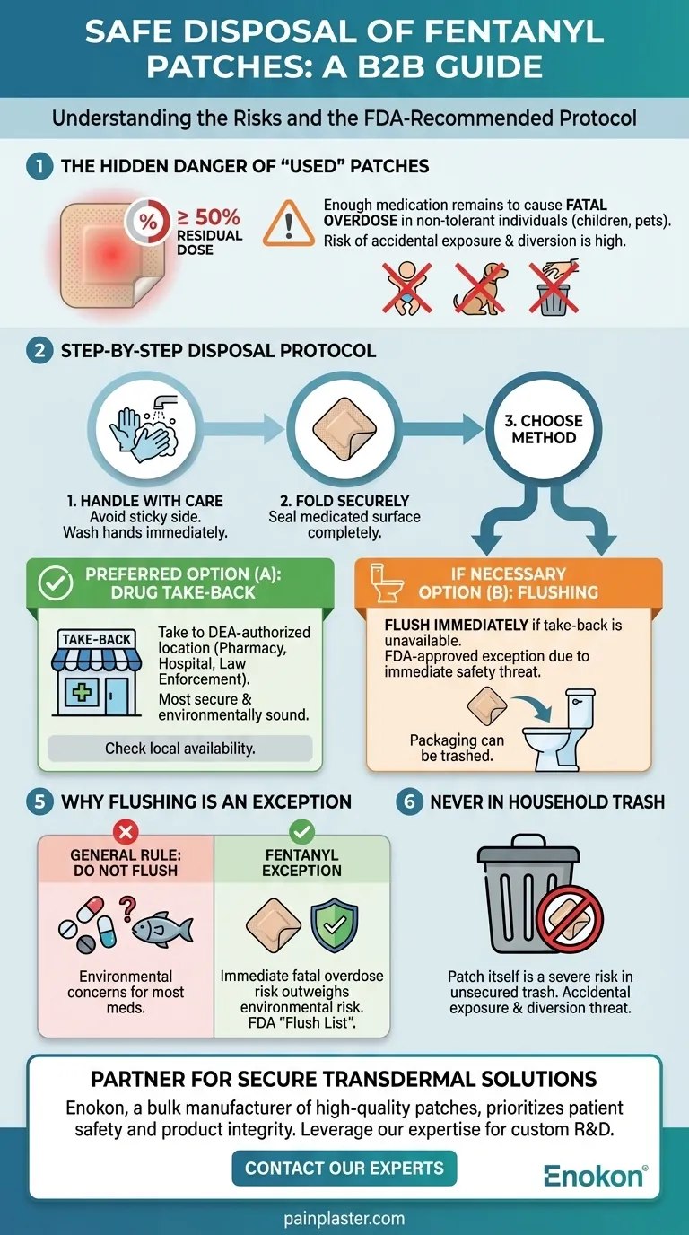 Como devem ser eliminados os pensos de fentanilo não utilizados ou fora de prazo?Guia de eliminação segura e responsável Guia Visual