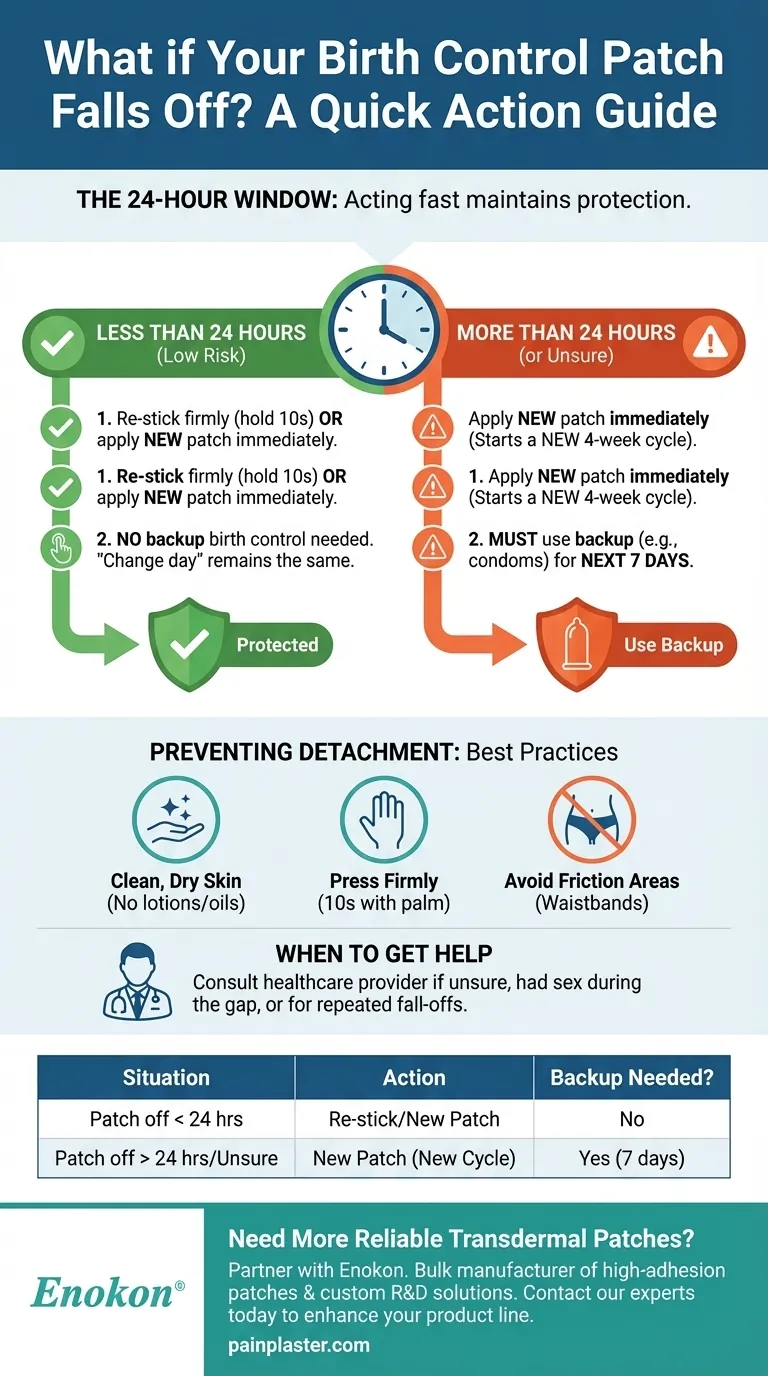 Que faire si le patch contraceptif tombe ?Mesures à prendre pour rester protégé Guide Visuel