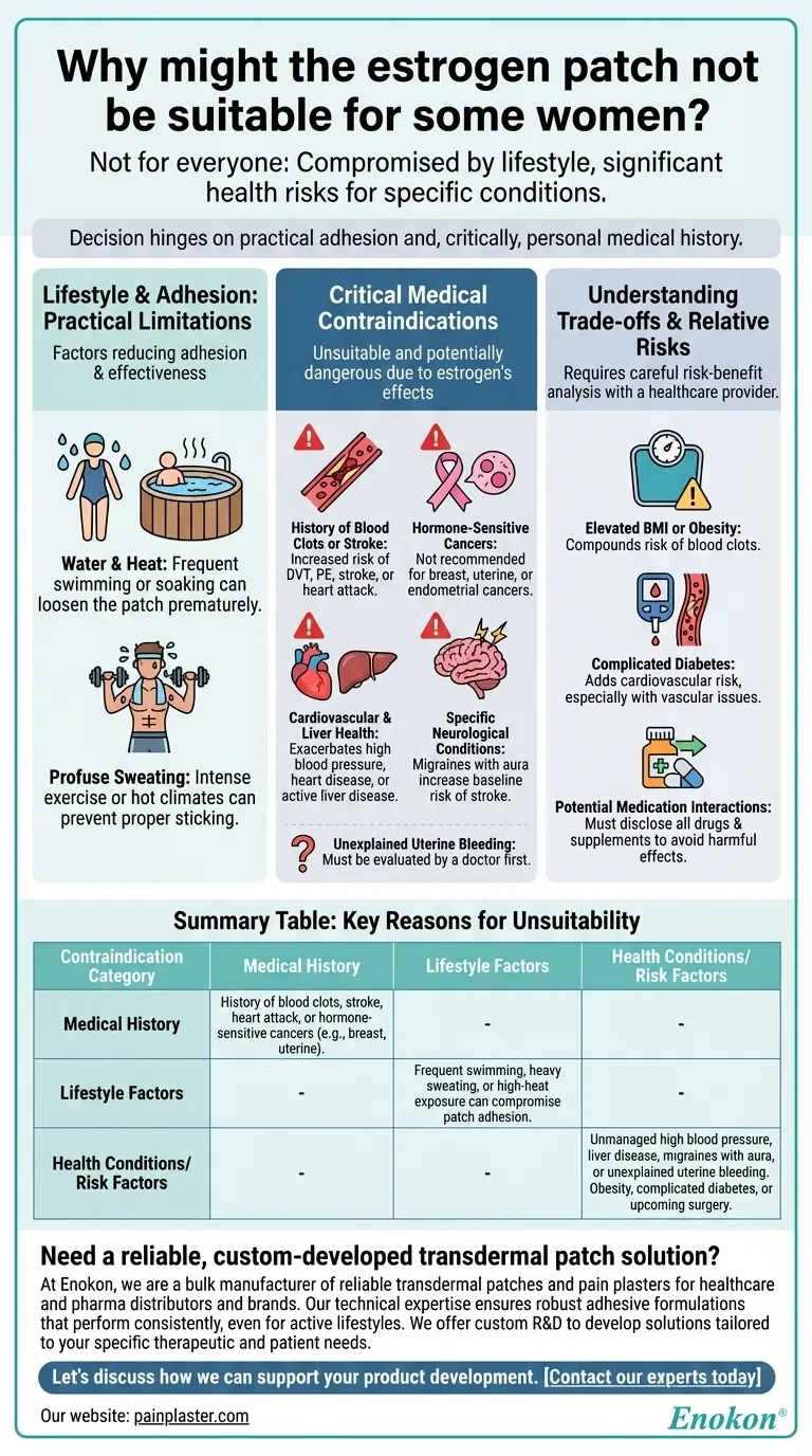 Why might the estrogen patch not be suitable for some women? Key Risks and Contraindications Visual Guide