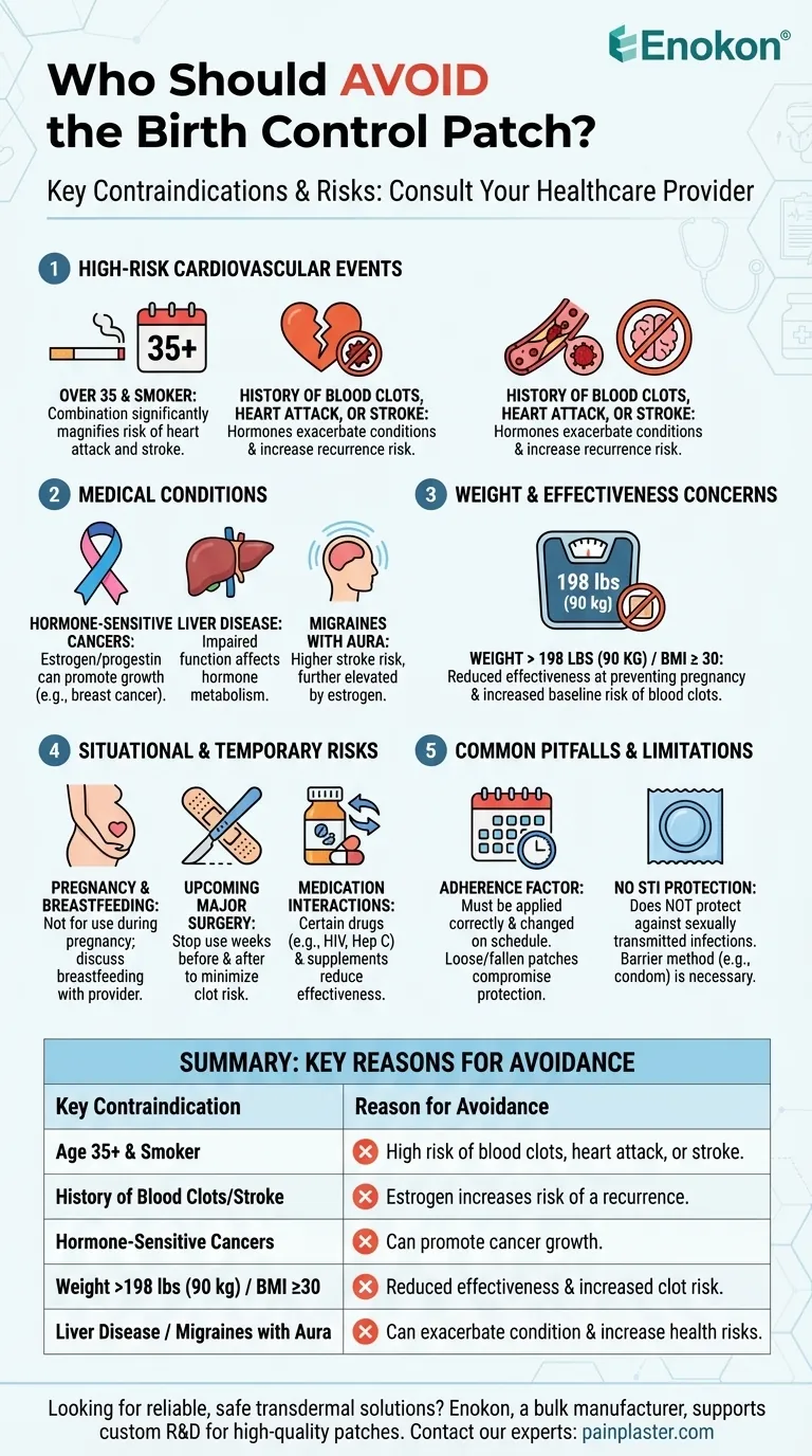 Кому следует избегать использования противозачаточного пластыря?Основные противопоказания для безопасной контрацепции Визуальное руководство