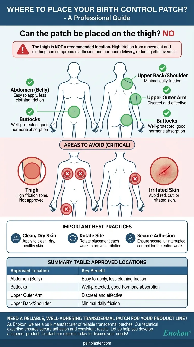 Can the birth control patch be placed on the thigh? Why Proper Placement is Critical for Effectiveness Visual Guide