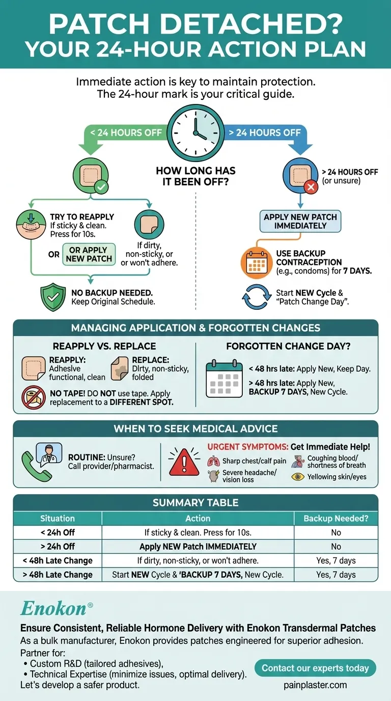 O que deve fazer se o adesivo contracetivo se descolar?Passos para garantir a proteção contraceptiva Guia Visual