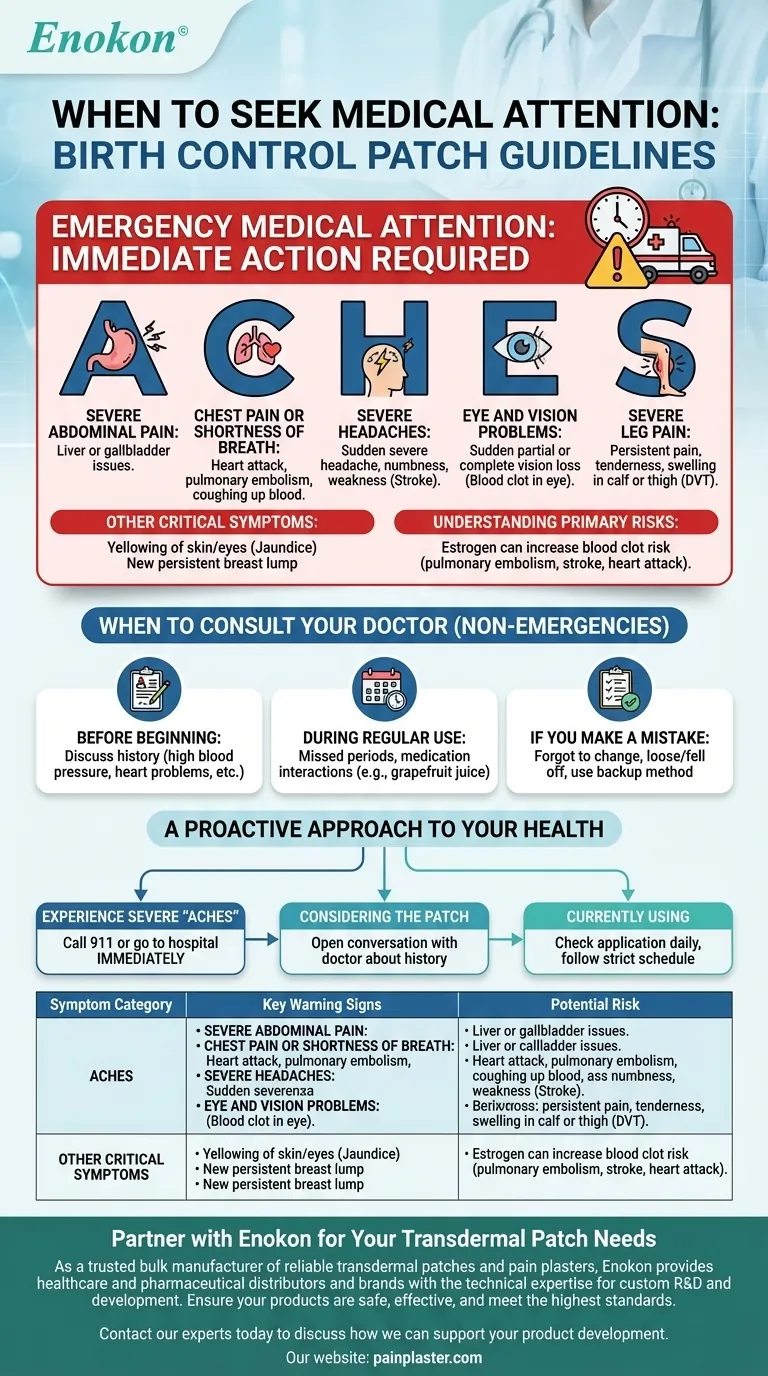 ¿Cuándo se debe buscar atención médica mientras se utiliza el parche anticonceptivo?Conozca las señales de advertencia Guía Visual