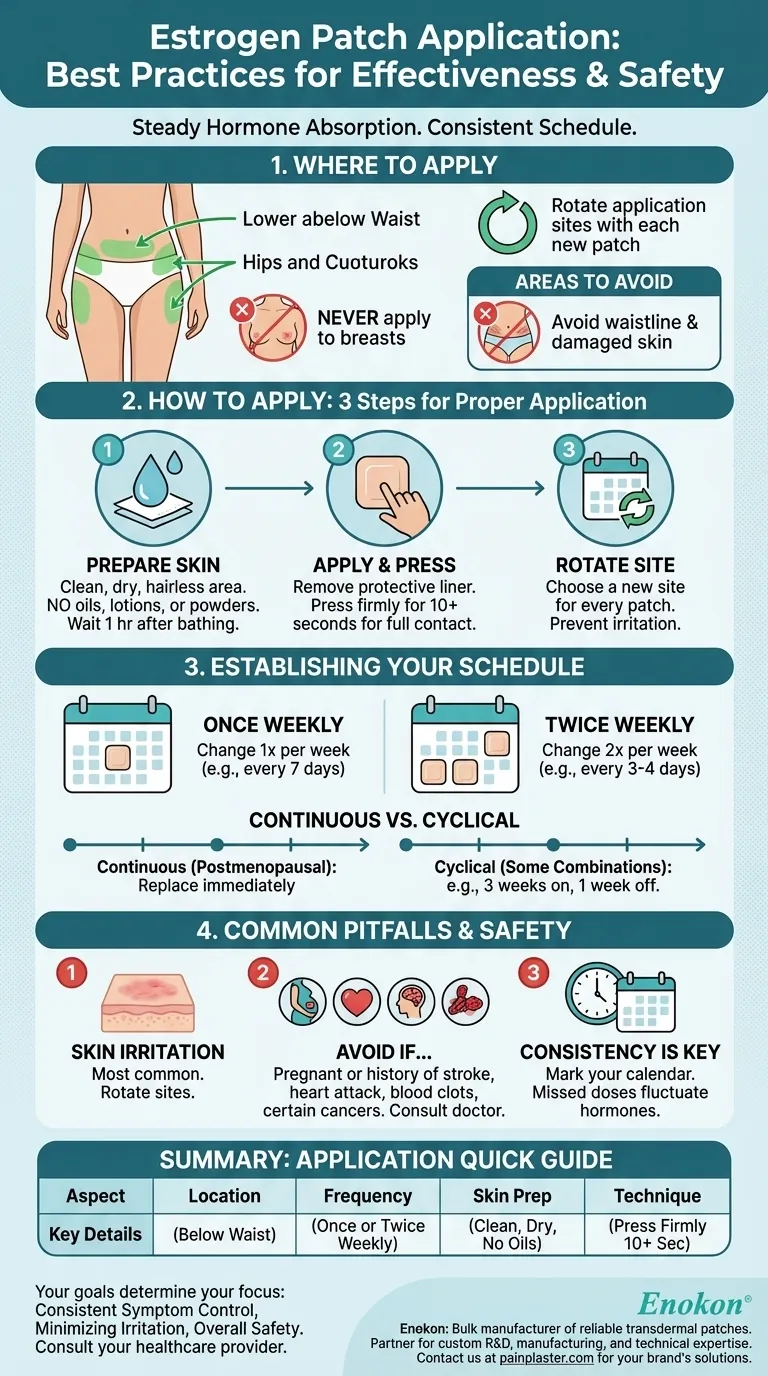 エストロゲンパッチはどこに、どのくらいの頻度で貼るべきか？専門家による正しい使用法 ビジュアルガイド
