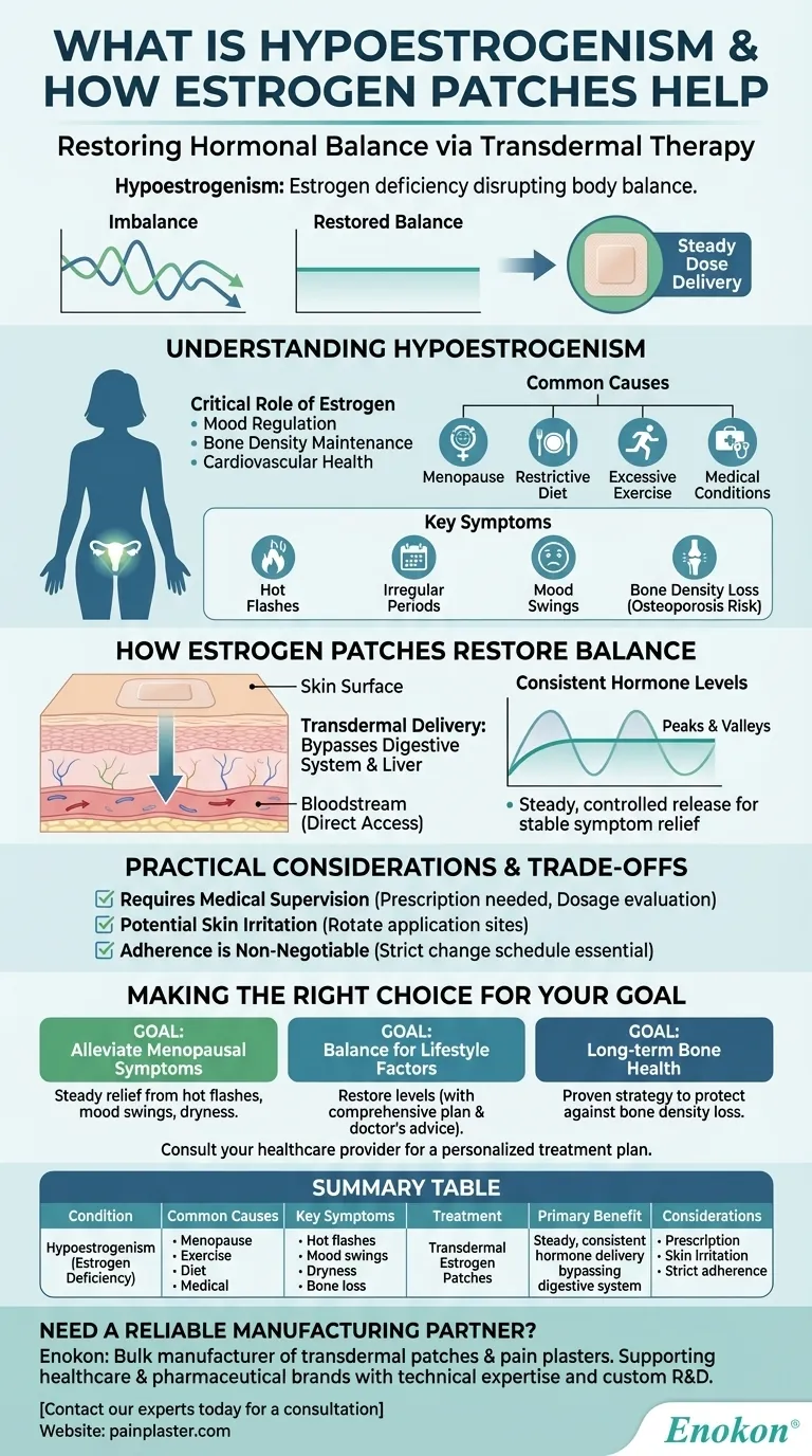 What is hypoestrogenism and how can estrogen patches help? Restore Hormonal Balance with Transdermal Therapy Visual Guide