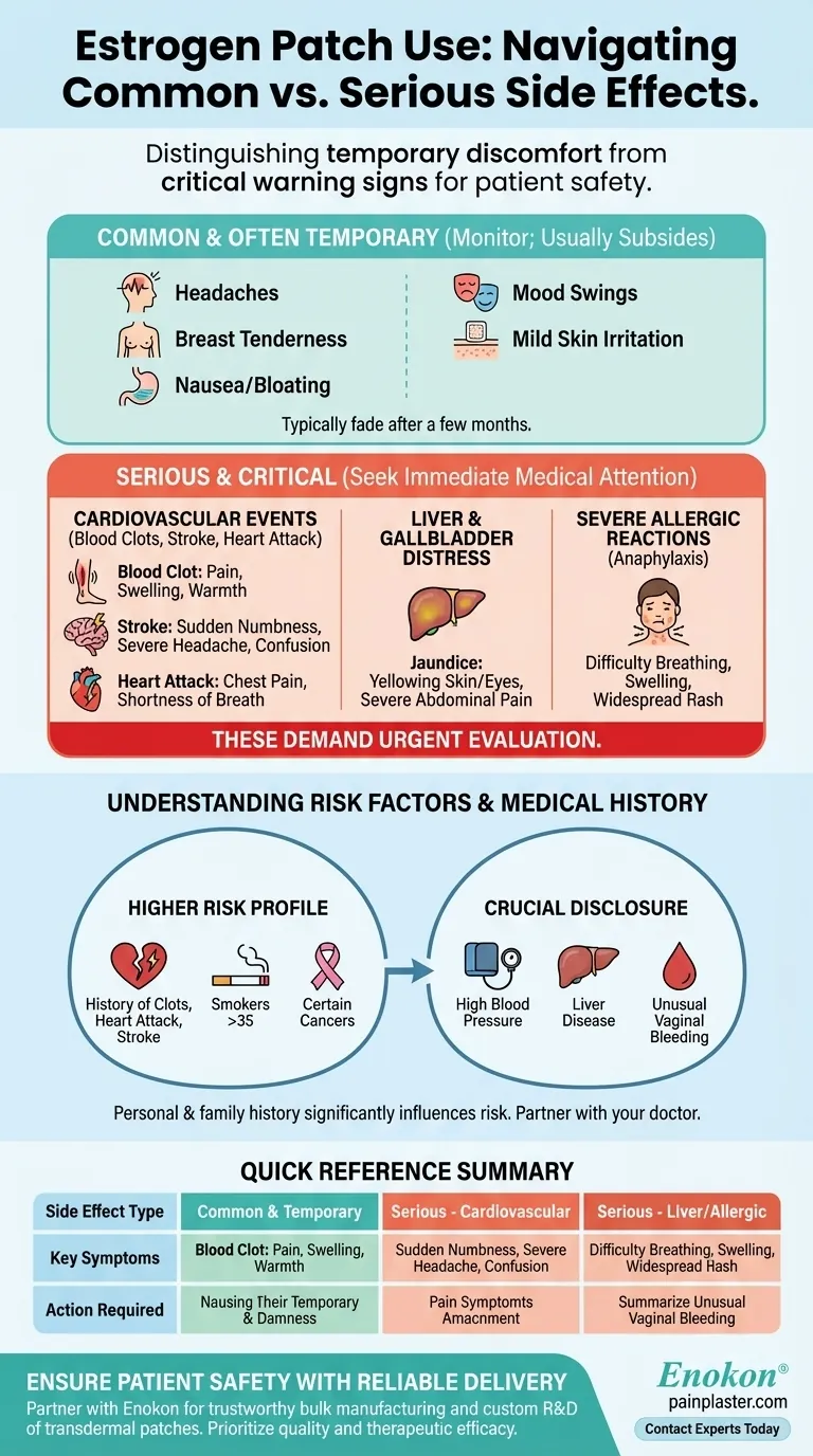 ما الآثار الجانبية الخطيرة التي قد تحدث مع استخدام لاصقة الإستروجين؟فهم المخاطر الحرجة دليل مرئي