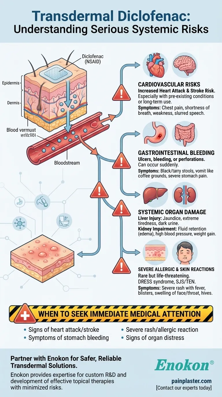 What are the serious side effects of transdermal diclofenac? Understand the Systemic Risks Visual Guide