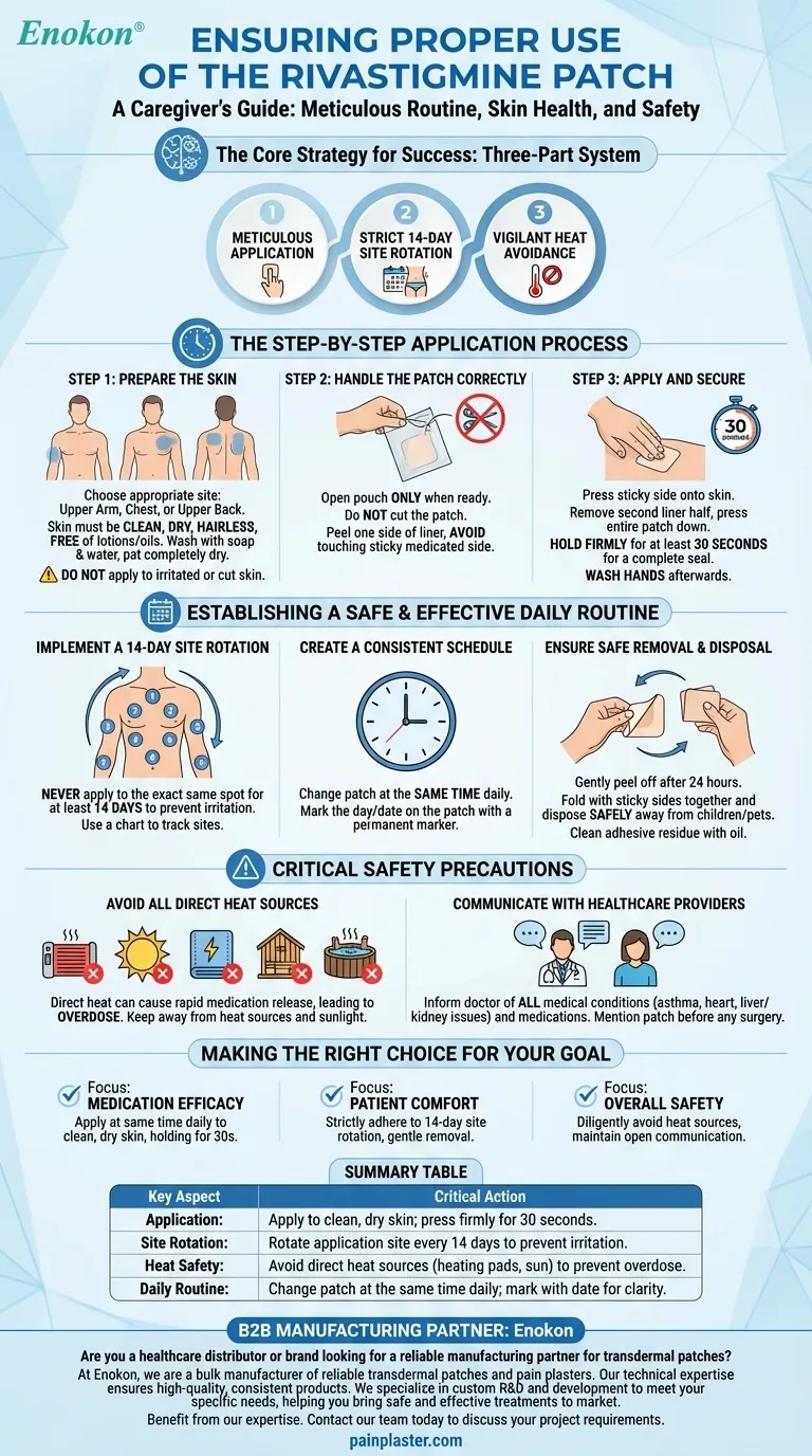 Como é que os prestadores de cuidados podem garantir a utilização correta do adesivo de rivastigmina?Dicas essenciais para uma aplicação segura e eficaz Guia Visual