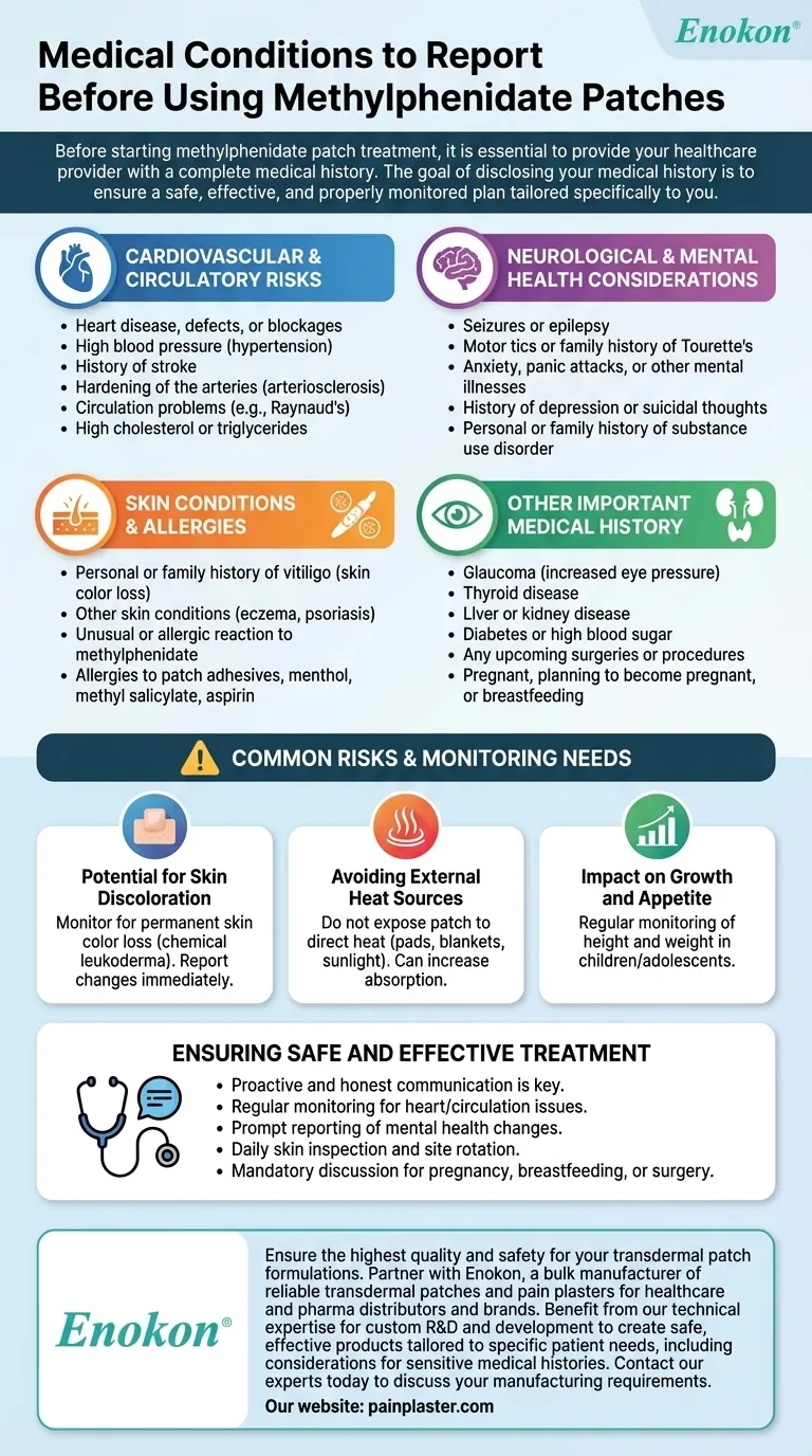 メチルフェニデートパッチを使用する前に報告すべき病状とは？安全な治療のために ビジュアルガイド