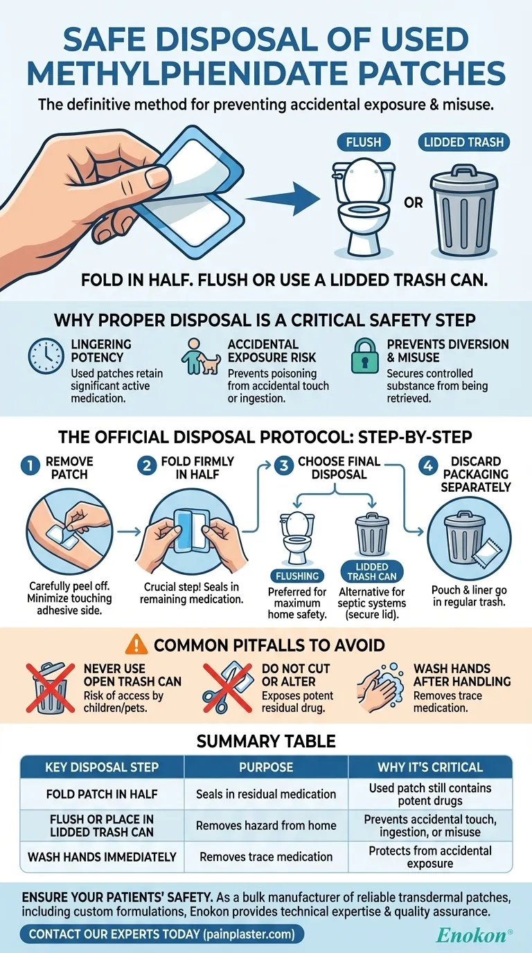 O que deve ser feito com os pensos de metilfenidato usados?Diretrizes de eliminação segura para evitar danos Guia Visual