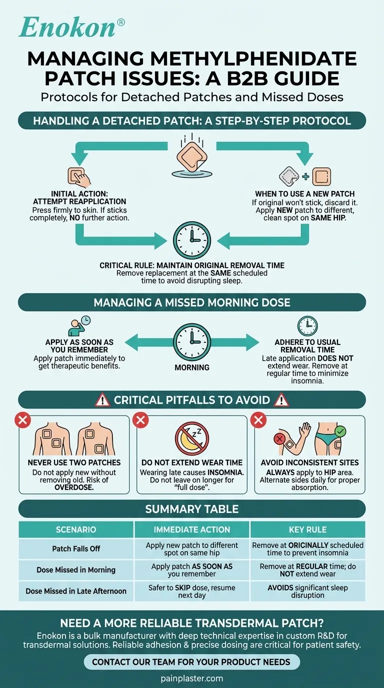 メチルフェニデートパッチが剥がれたり、服用を忘れた場合はどうすればよいですか？安全な使用のための主なステップ ビジュアルガイド