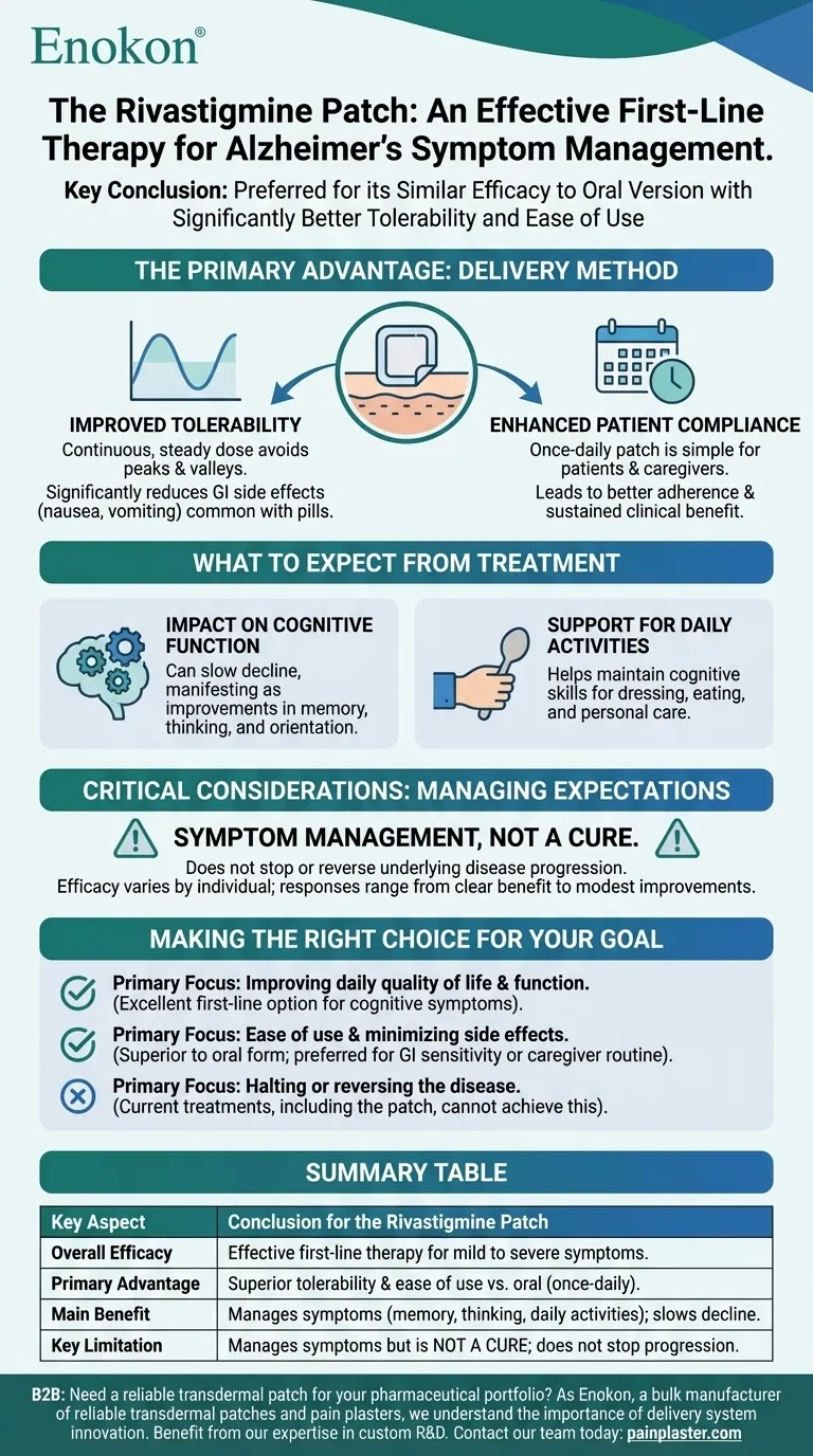 关于利伐斯的明贴片治疗阿尔茨海默病的总体结论是什么？经临床验证的痴呆症护理解决方案 图解指南