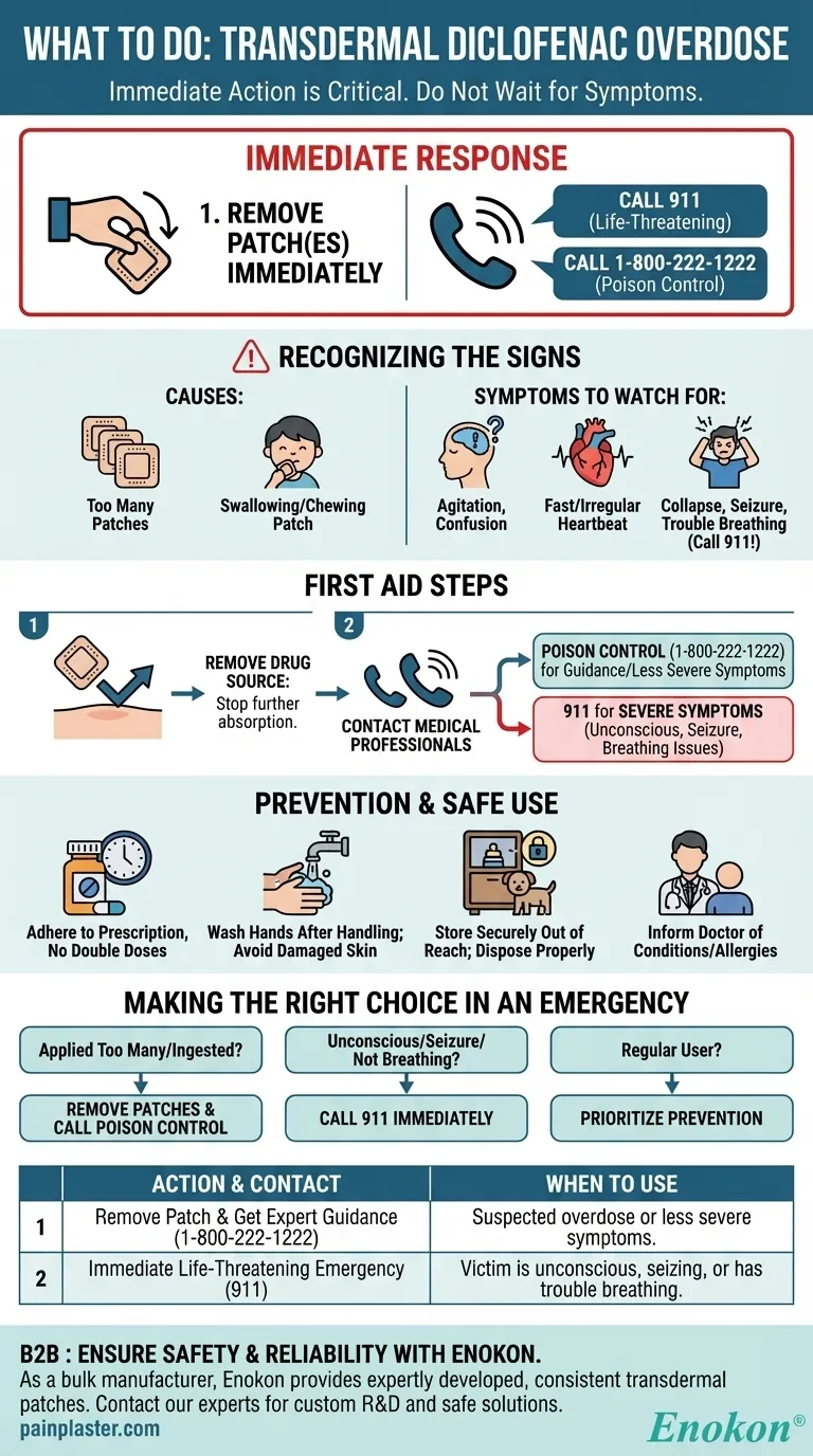 O que deve ser feito em caso de sobredosagem de diclofenac transdérmico?Passos de emergência e prevenção Guia Visual