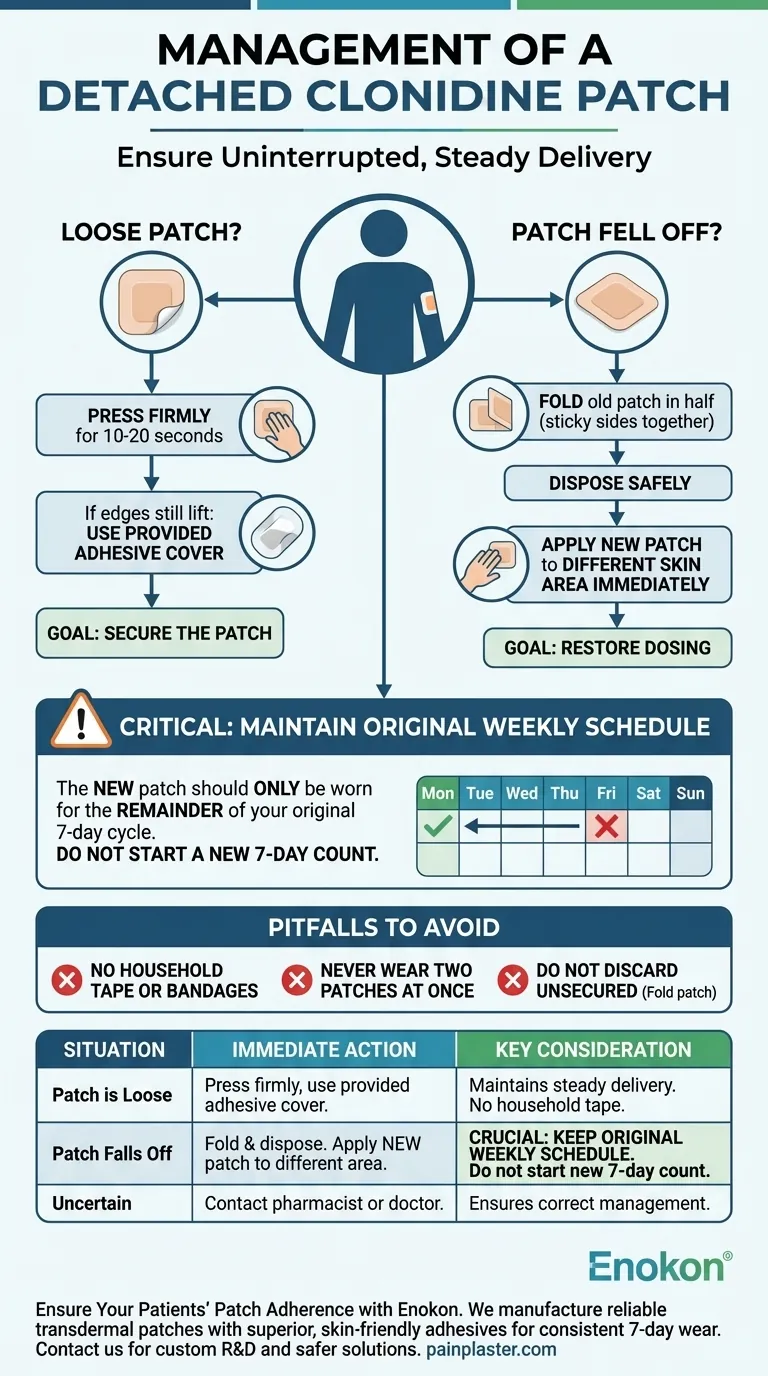 O que fazer se um adesivo de clonidina se soltar ou cair?Correcções rápidas e sugestões de segurança Guia Visual