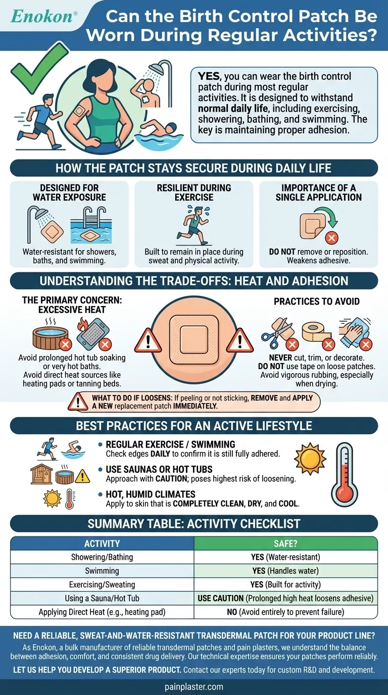 避妊パッチは普段の活動中にも装着できますか？自信を持って活動的に ビジュアルガイド