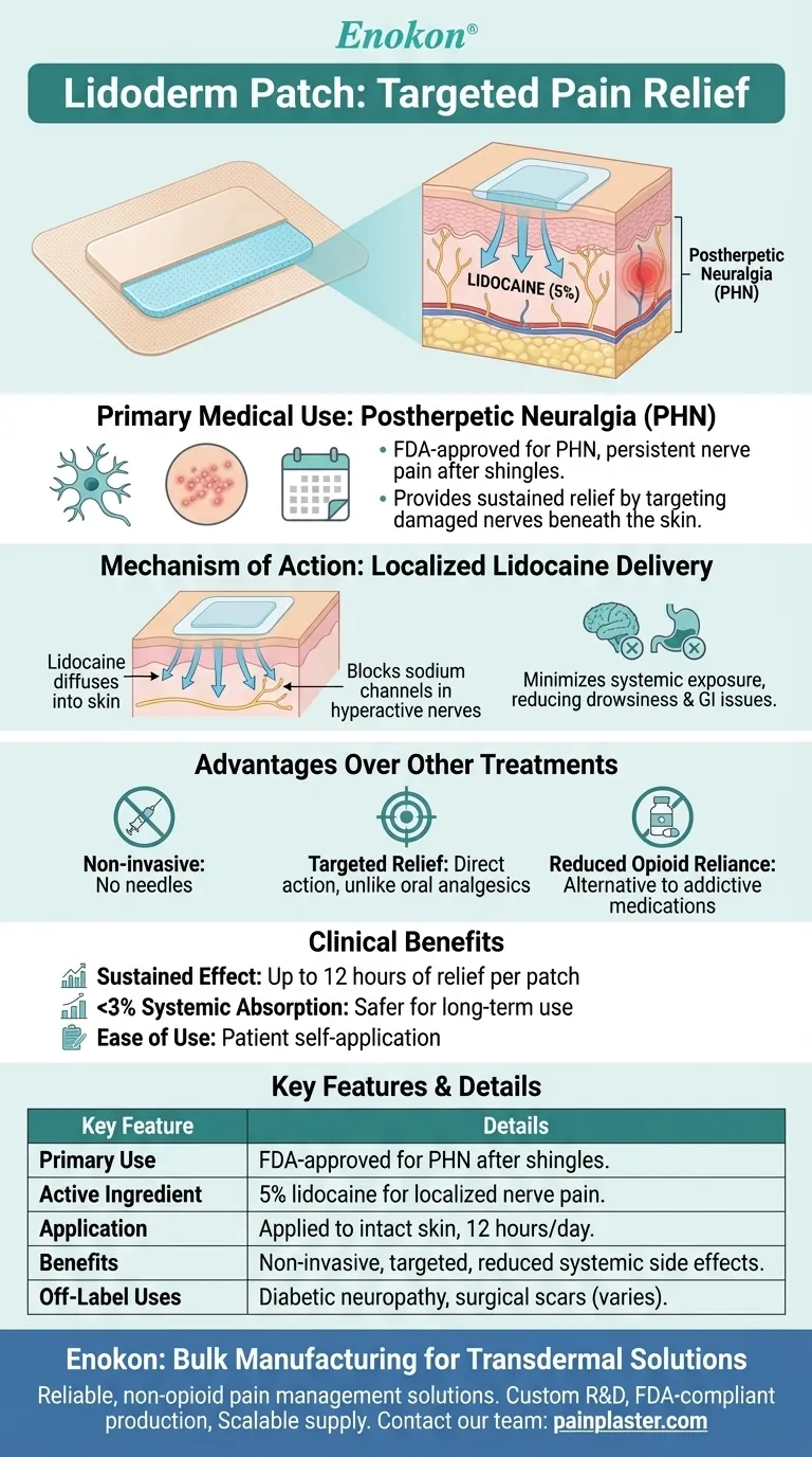 リドダームパッチの主な医療用途は何ですか？帯状疱疹後神経痛の標的疼痛緩和 ビジュアルガイド