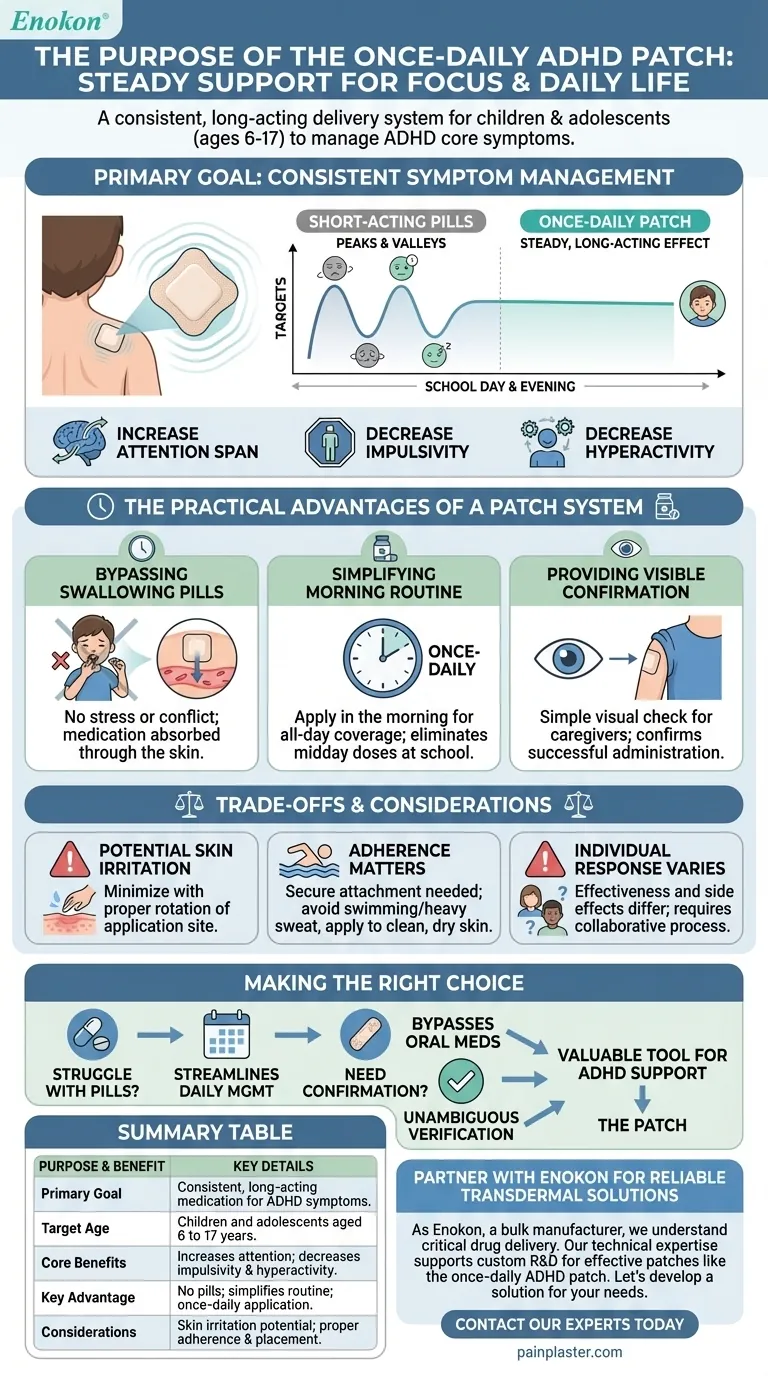 Qual é o objetivo do adesivo de toma única diária?Otimização do tratamento da PHDA em crianças e adolescentes Guia Visual
