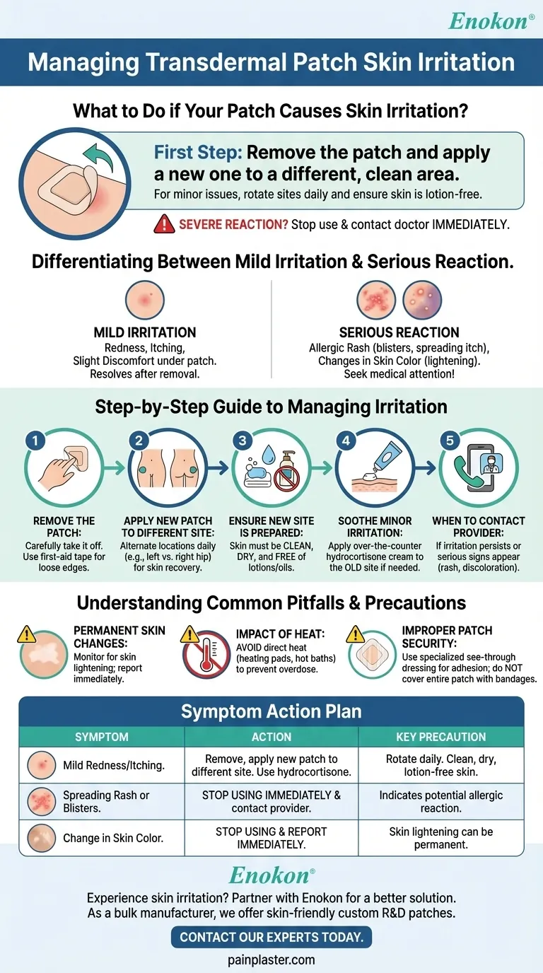 ¿Qué se debe hacer si el parche causa irritación cutánea?Manejo seguro de las reacciones cutáneas Guía Visual