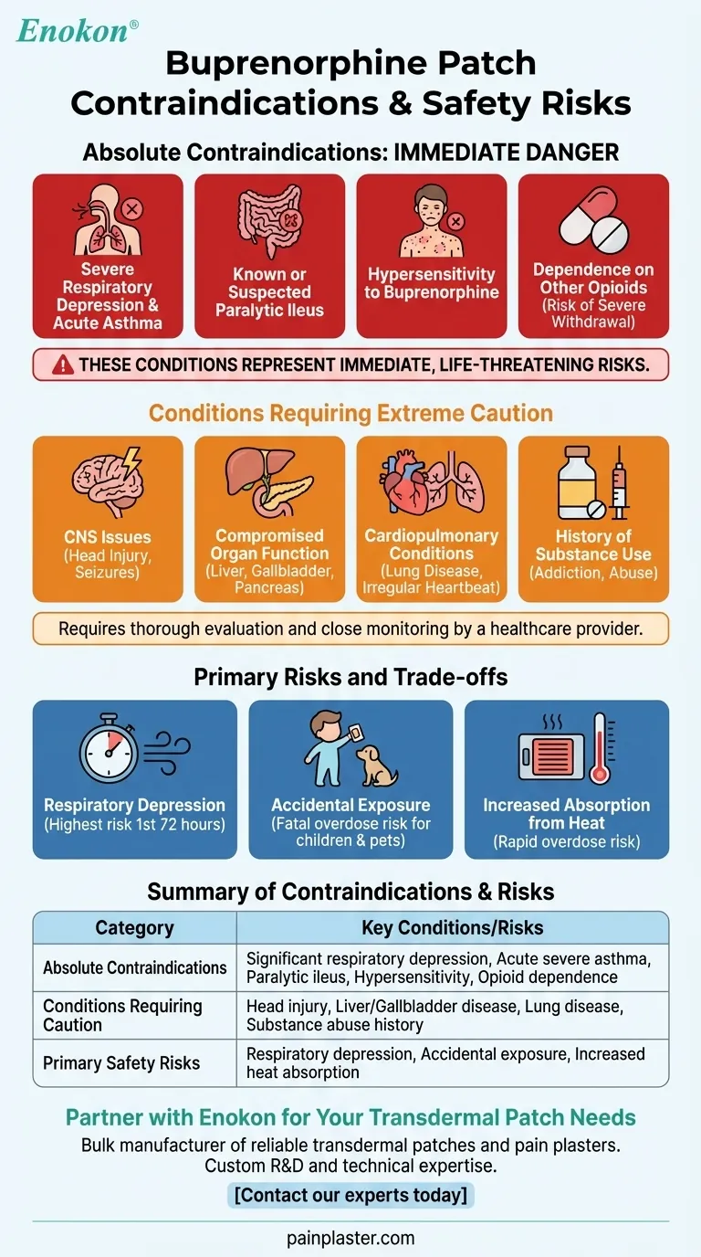 ブプレノルフィンパッチの使用禁忌は？主な安全性リスクと注意事項 ビジュアルガイド