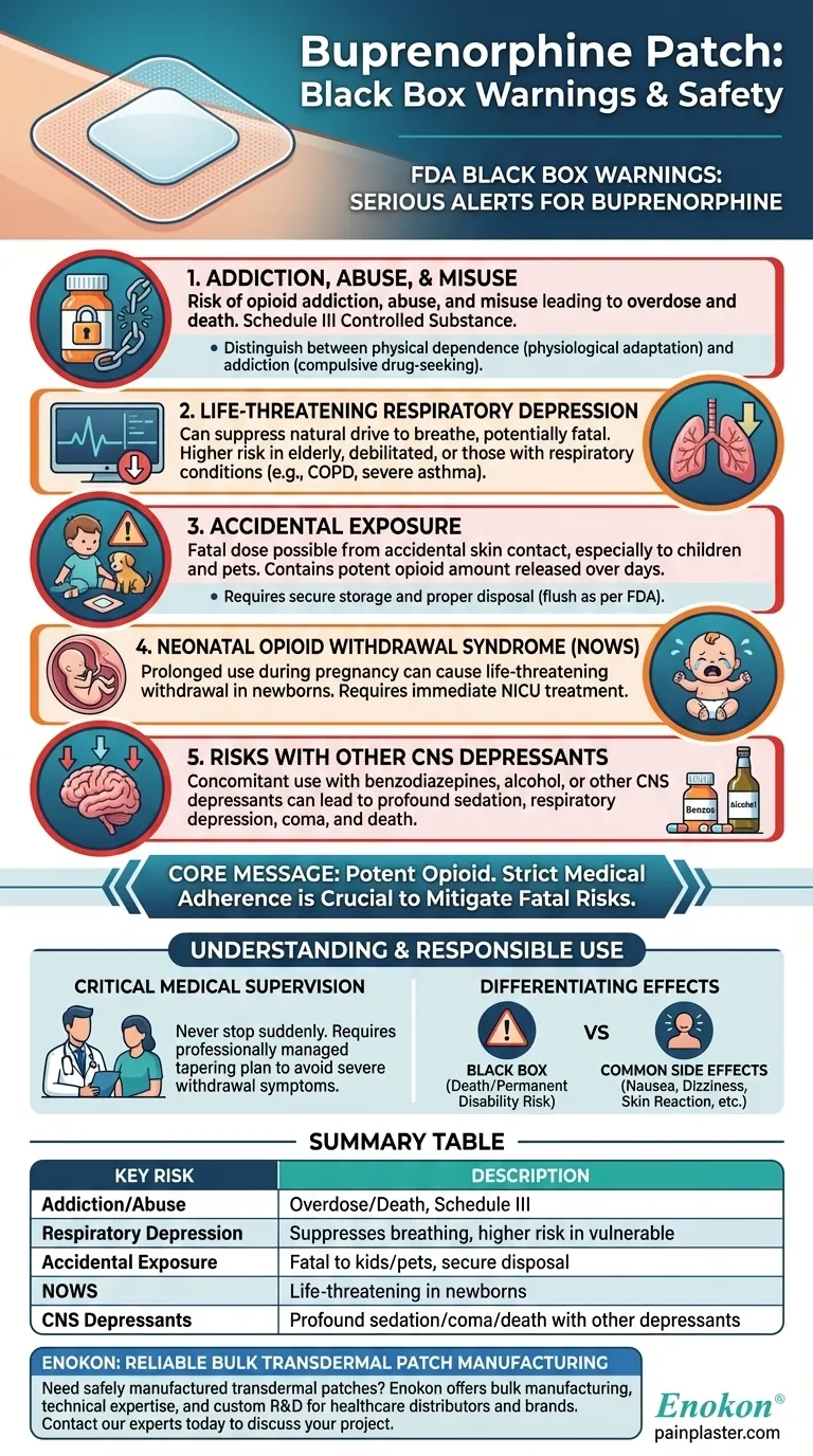 ブプレノルフィンパッチの黒枠警告とは？重大なリスクと安全プロトコル ビジュアルガイド