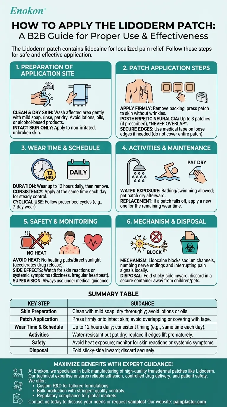 Wie sollte das Lidoderm-Pflaster angewendet werden?Optimieren Sie die Schmerzlinderung bei richtiger Anwendung Visuelle Anleitung