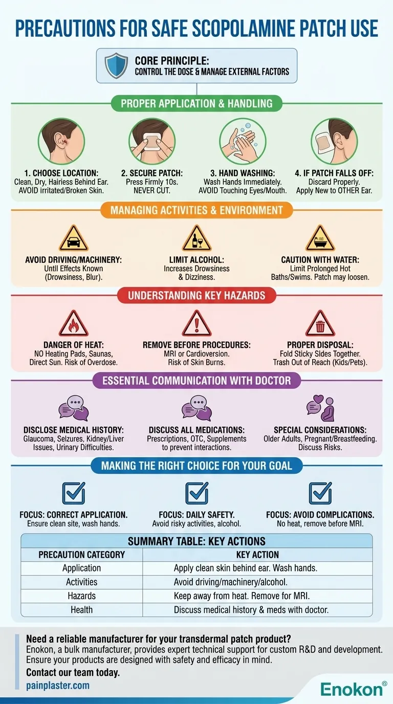Que precauções devem ser tomadas durante a utilização do adesivo de escopolamina?Conselhos de segurança essenciais para uma utilização eficaz Guia Visual