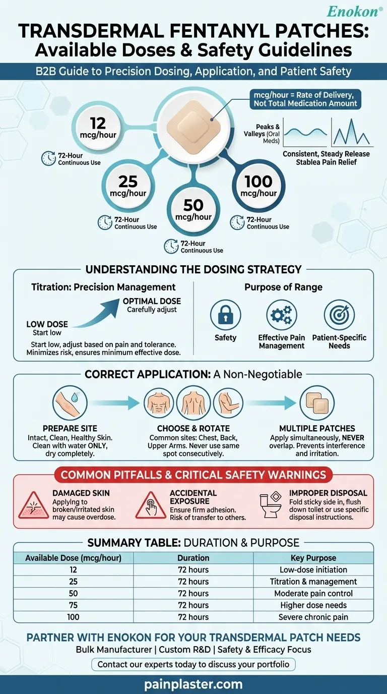 経皮吸収型フェンタニル・パッチに使用可能な用量は？安全な疼痛管理のための必須ガイド ビジュアルガイド