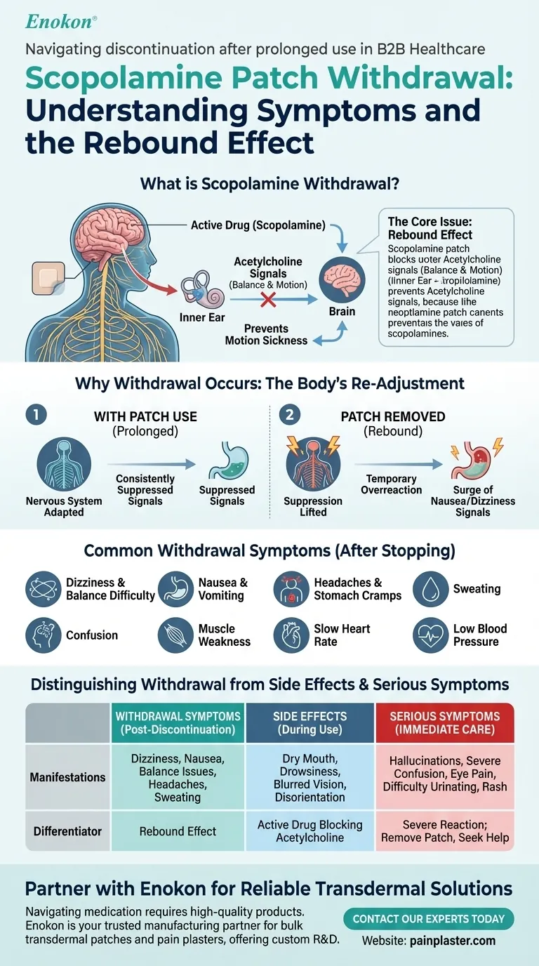 スコポラミンパッチの長期使用後に起こりうる離脱症状とは？安全な中止の管理 ビジュアルガイド