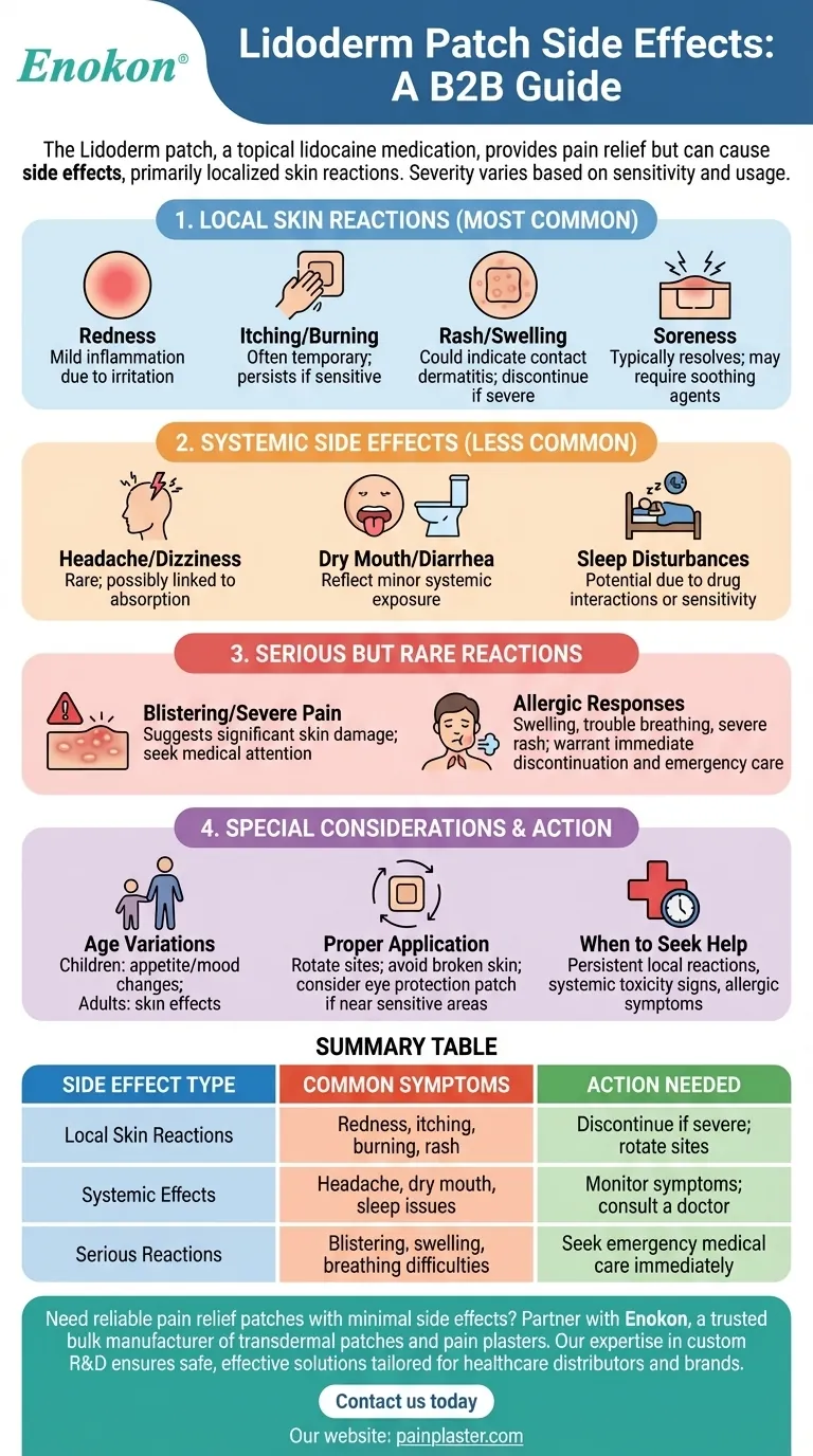 ¿Cuáles son los efectos secundarios comunes del parche Lidoderm?Control de las reacciones cutáneas y los efectos sistémicos Guía Visual