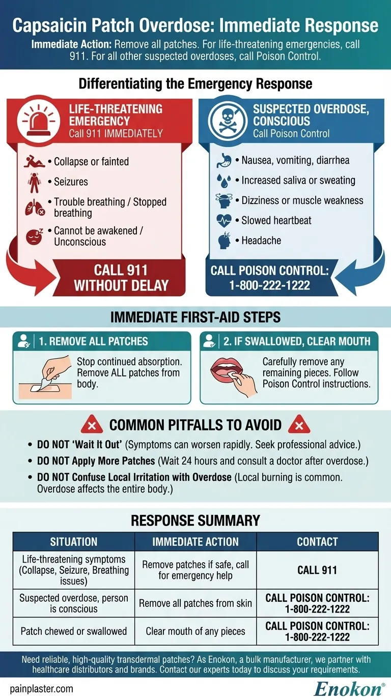 O que deve ser feito em caso de sobredosagem de adesivo de capsaicina?Passos de emergência e primeiros socorros Guia Visual