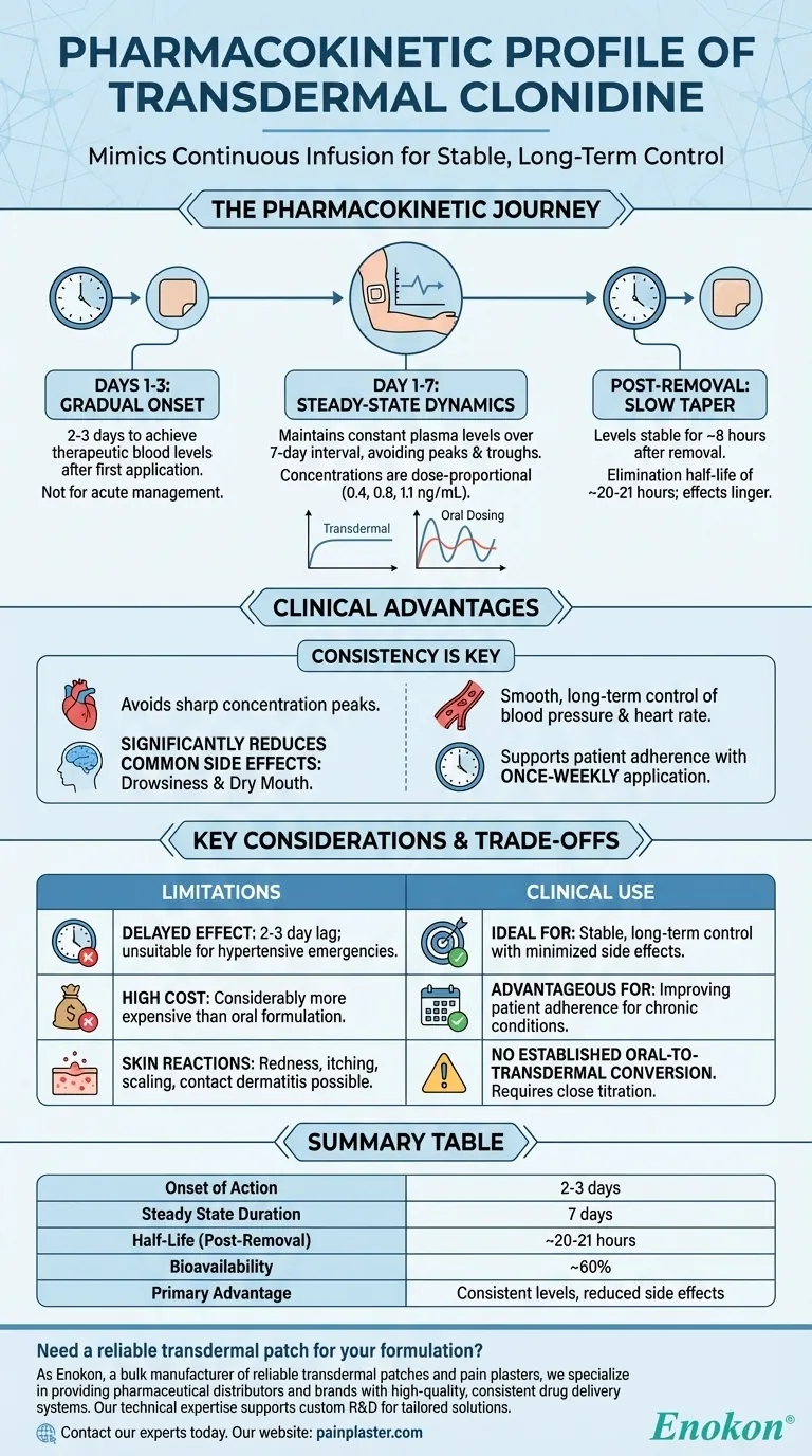 Qual é o perfil farmacocinético da clonidina transdérmica?Informações importantes para médicos e distribuidores Guia Visual
